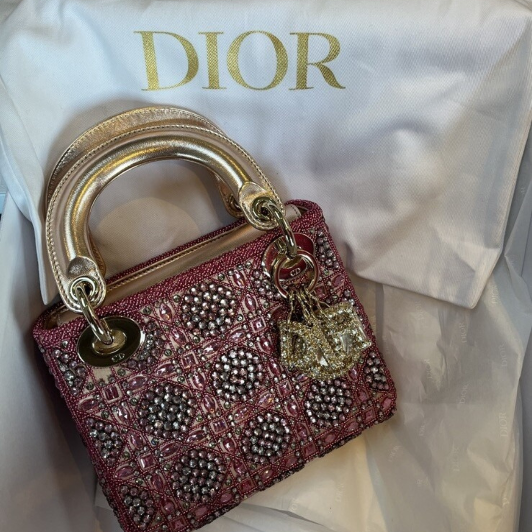 LADY DIOR MINI MIT PERLEN