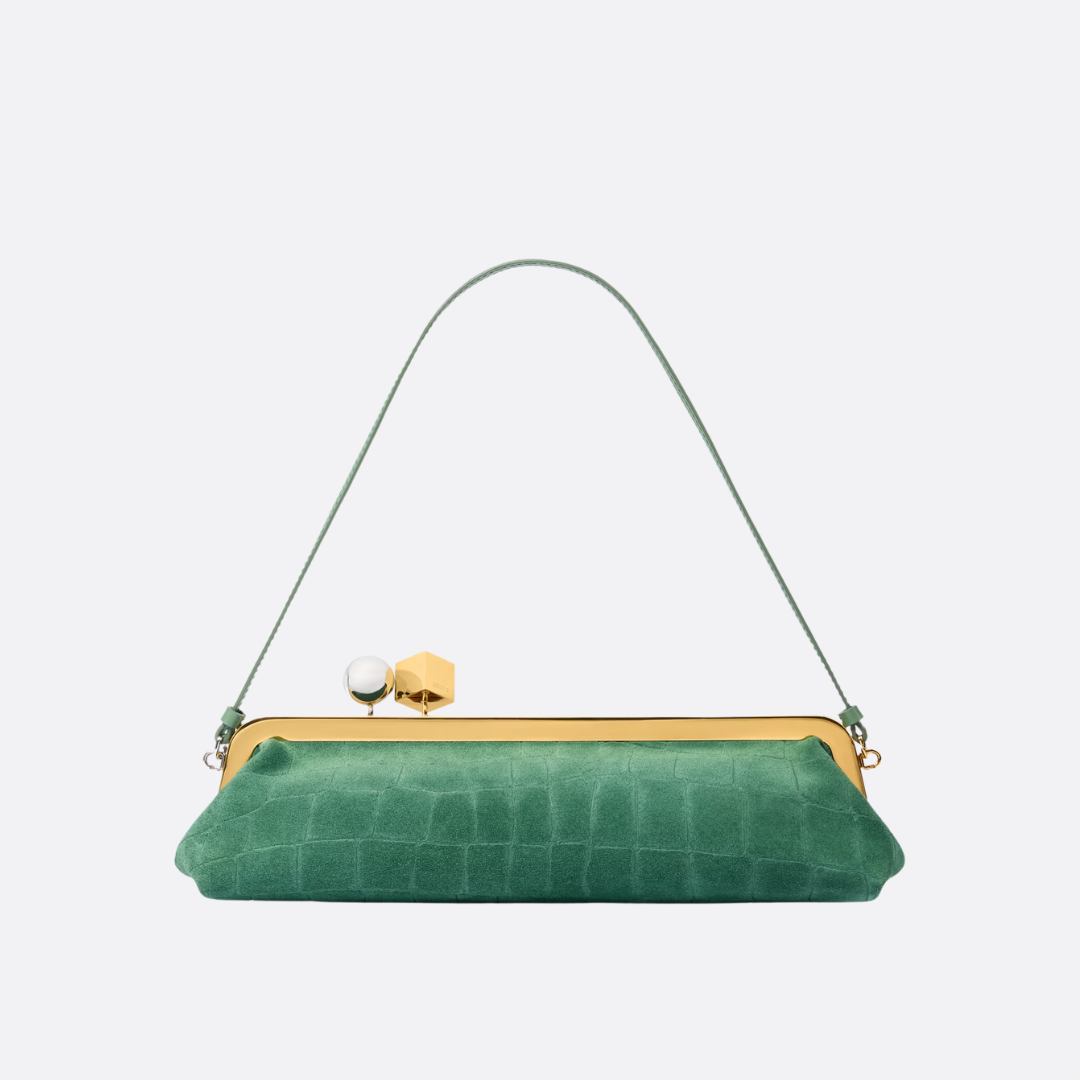 JACQUEMUS LE SALON CLUTCH AUS WILDLEDER MIT KROKO-PRÄGUNG
