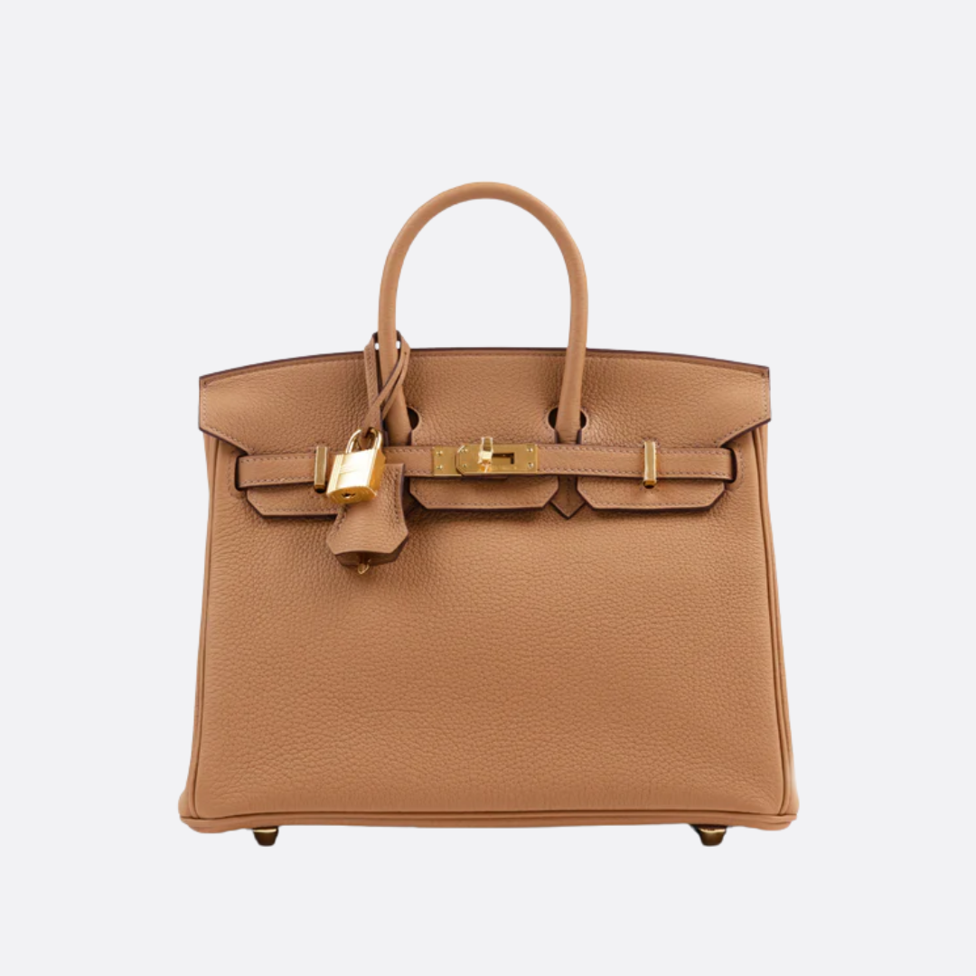 HERMÈS BIRKIN 25 HSS TASCHE IN CRAIE / GRIS TOURTERELLE AUS TOGO LEDER