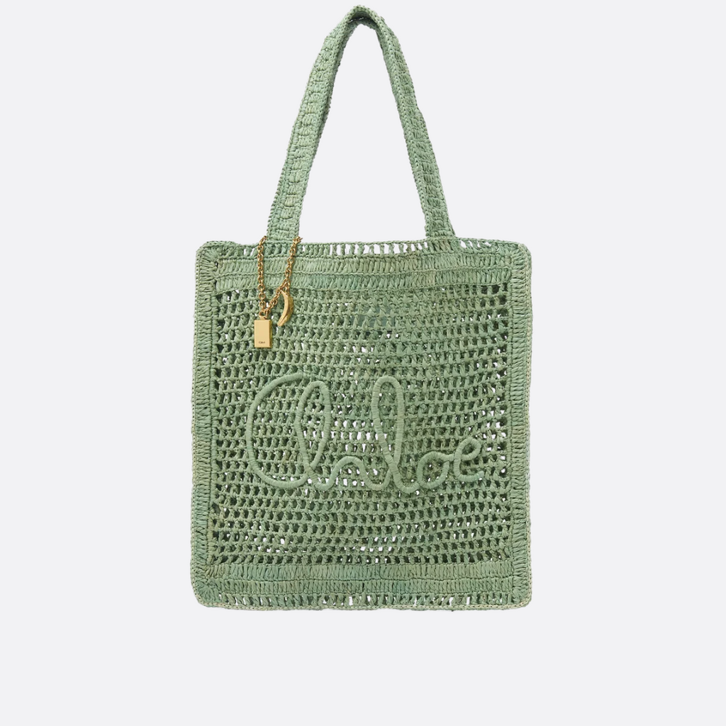 CHLOÉ SOMMER-BANANENTASCHE AUS RAFFIA