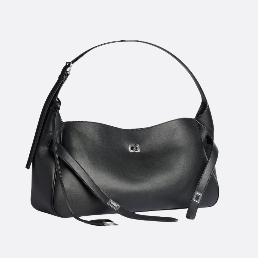 BALENCIAGA BEL AIR MEDIUM SCHULTERTASCHE AUS SCHWARZEM KALBSLEDER