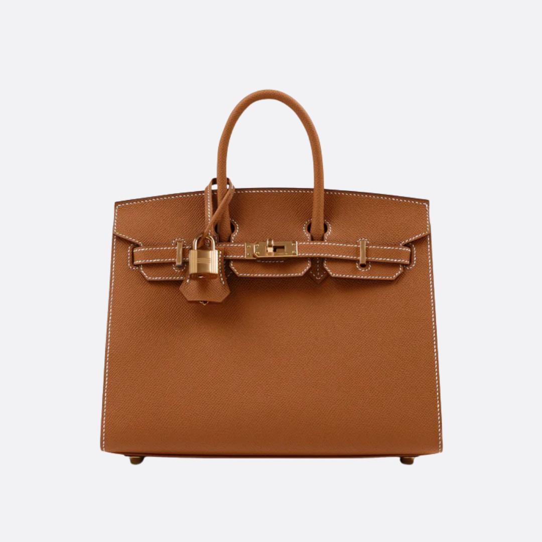 HERMÈS BIRKIN 25 HSS TASCHE IN CRAIE / GRIS TOURTERELLE AUS TOGO LEDER