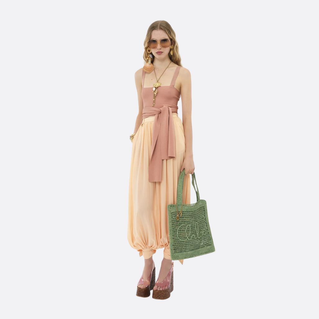CHLOÉ SOMMER-BANANENTASCHE AUS RAFFIA