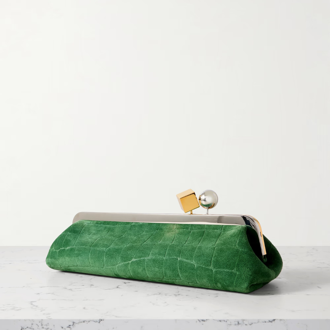JACQUEMUS LE SALON CLUTCH AUS WILDLEDER MIT KROKO-PRÄGUNG
