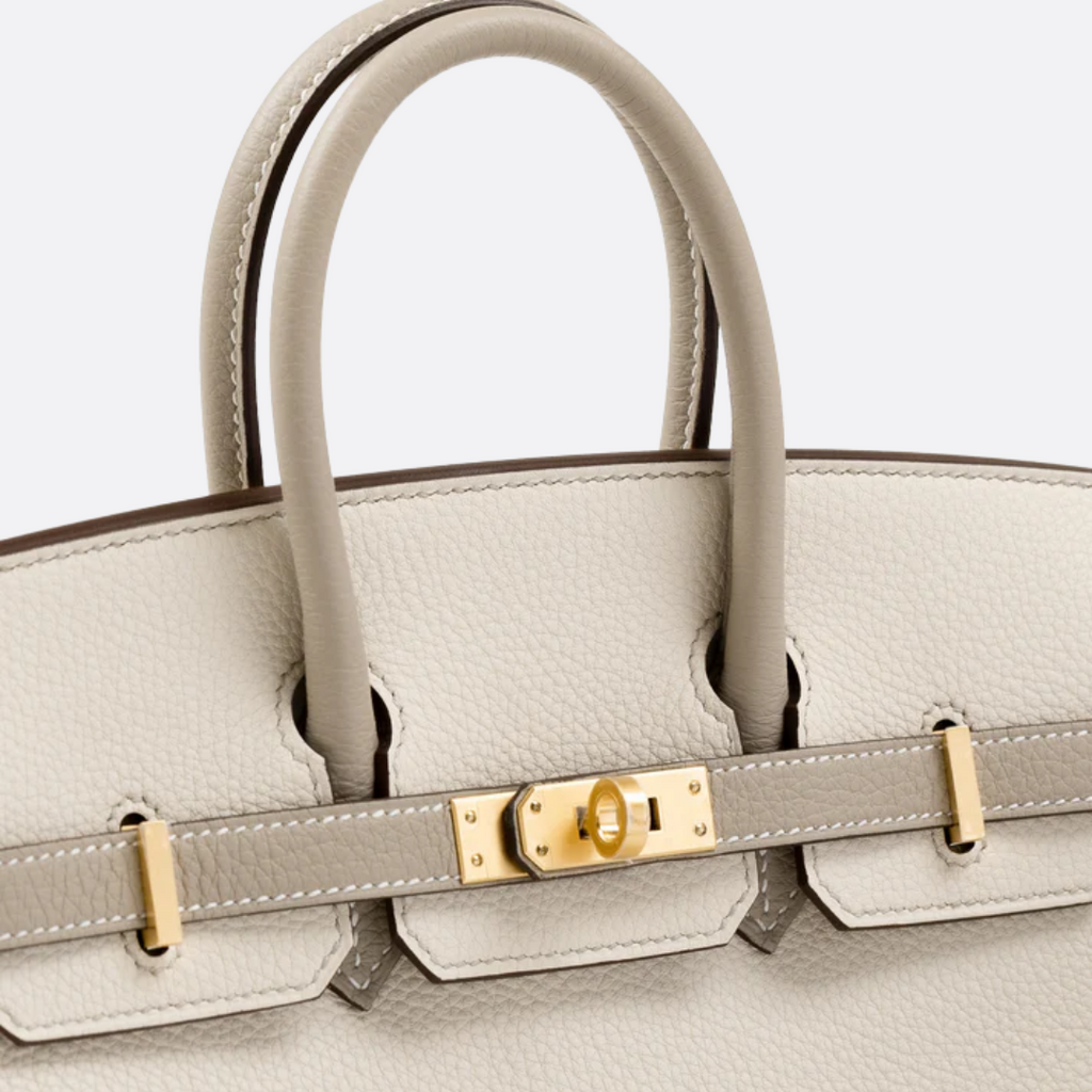 HERMÈS BIRKIN 25 HSS TASCHE IN CRAIE / GRIS TOURTERELLE AUS TOGO LEDER