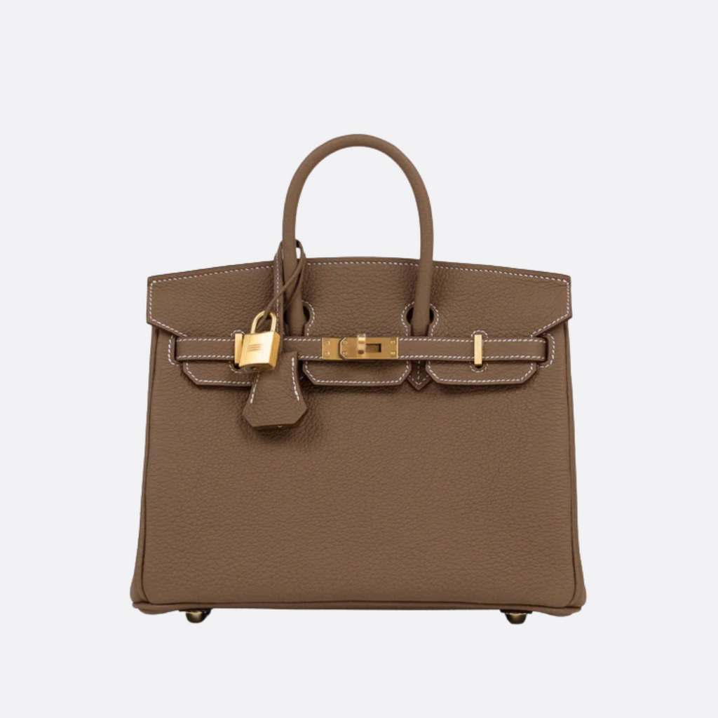 HERMÈS BIRKIN 25 HSS TASCHE IN CRAIE / GRIS TOURTERELLE AUS TOGO LEDER