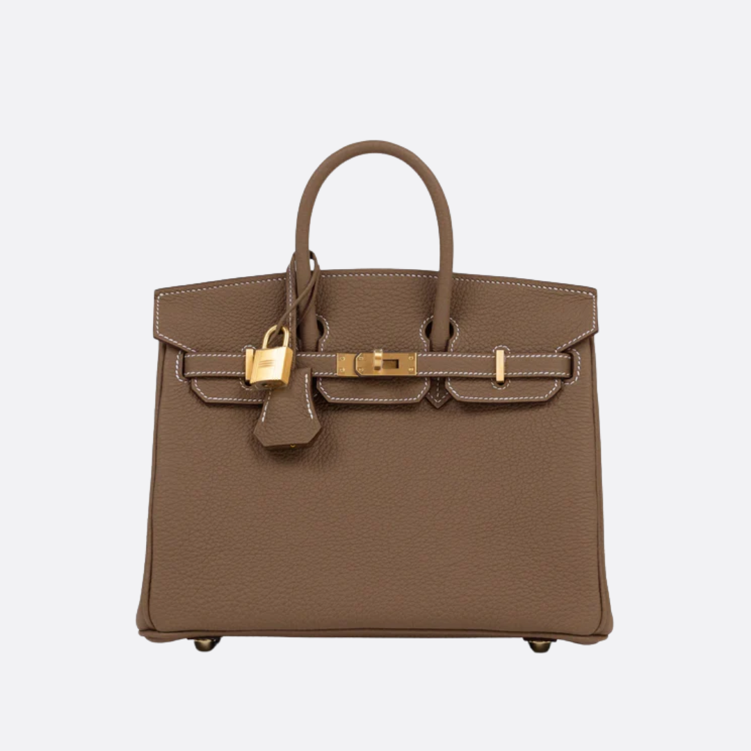 HERMÈS BIRKIN 25 HSS TASCHE IN CRAIE / GRIS TOURTERELLE AUS TOGO LEDER