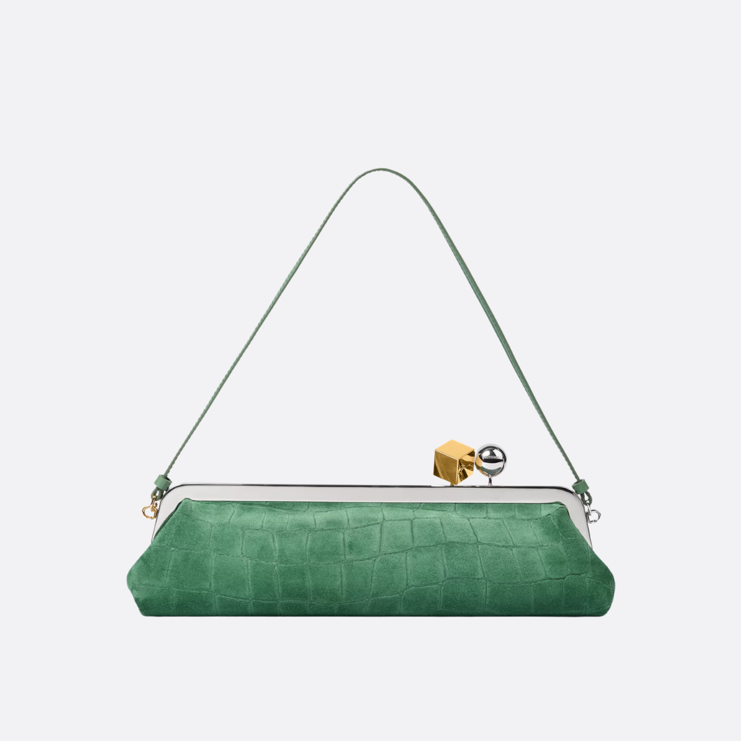 JACQUEMUS LE SALON CLUTCH AUS WILDLEDER MIT KROKO-PRÄGUNG