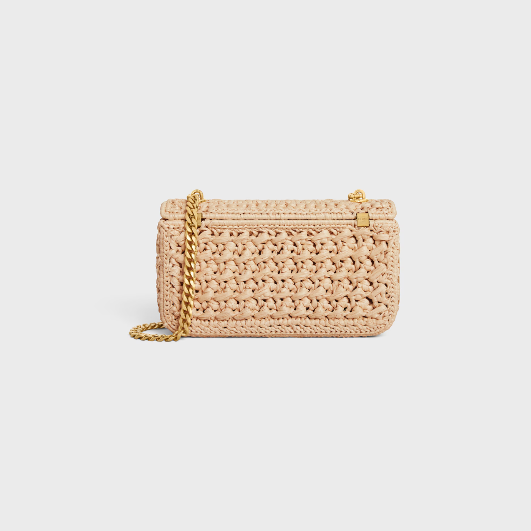 CÉLINE CLAUDE CHAIN SHOULDER BAG AUS RAFFIA-EFFEKT