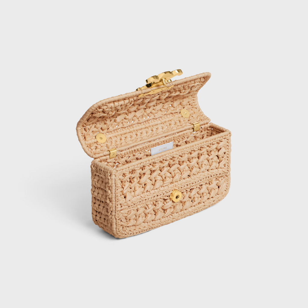 CÉLINE CLAUDE CHAIN SHOULDER BAG AUS RAFFIA-EFFEKT