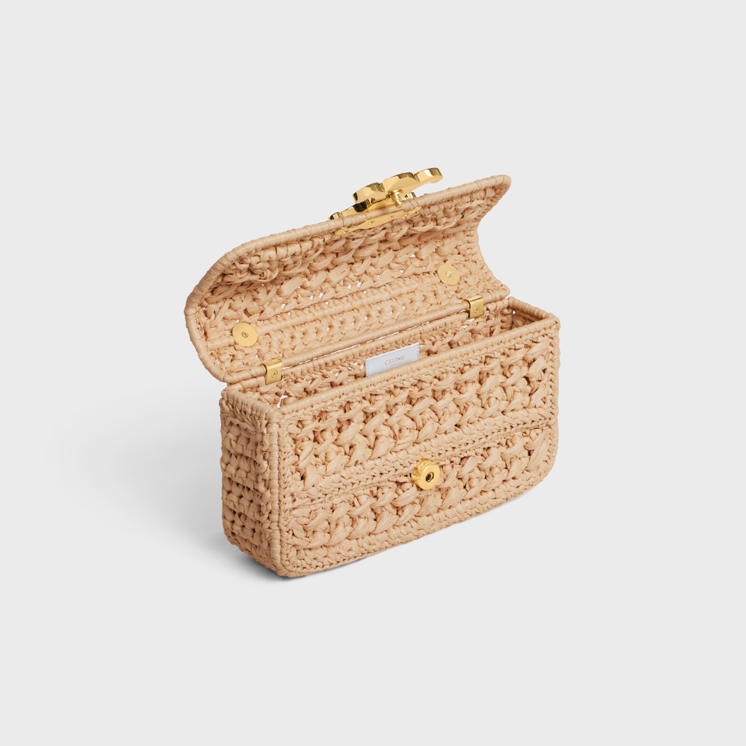 CÉLINE CLAUDE CHAIN SHOULDER BAG AUS RAFFIA-EFFEKT