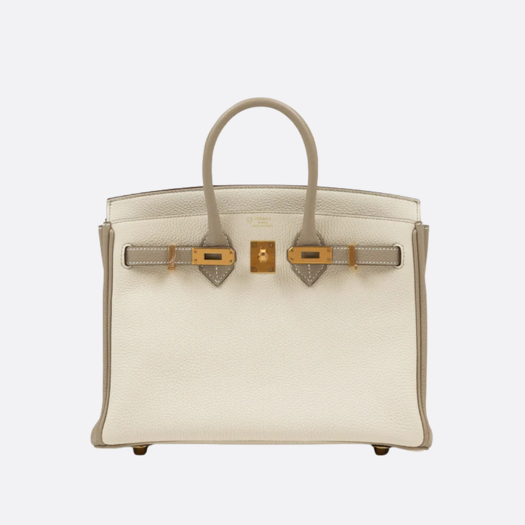 HERMÈS BIRKIN 25 HSS TASCHE IN CRAIE / GRIS TOURTERELLE AUS TOGO LEDER