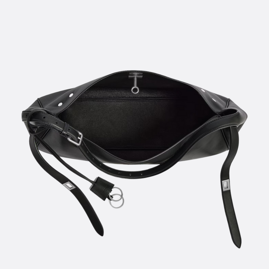 BALENCIAGA BEL AIR MEDIUM SCHULTERTASCHE AUS SCHWARZEM KALBSLEDER