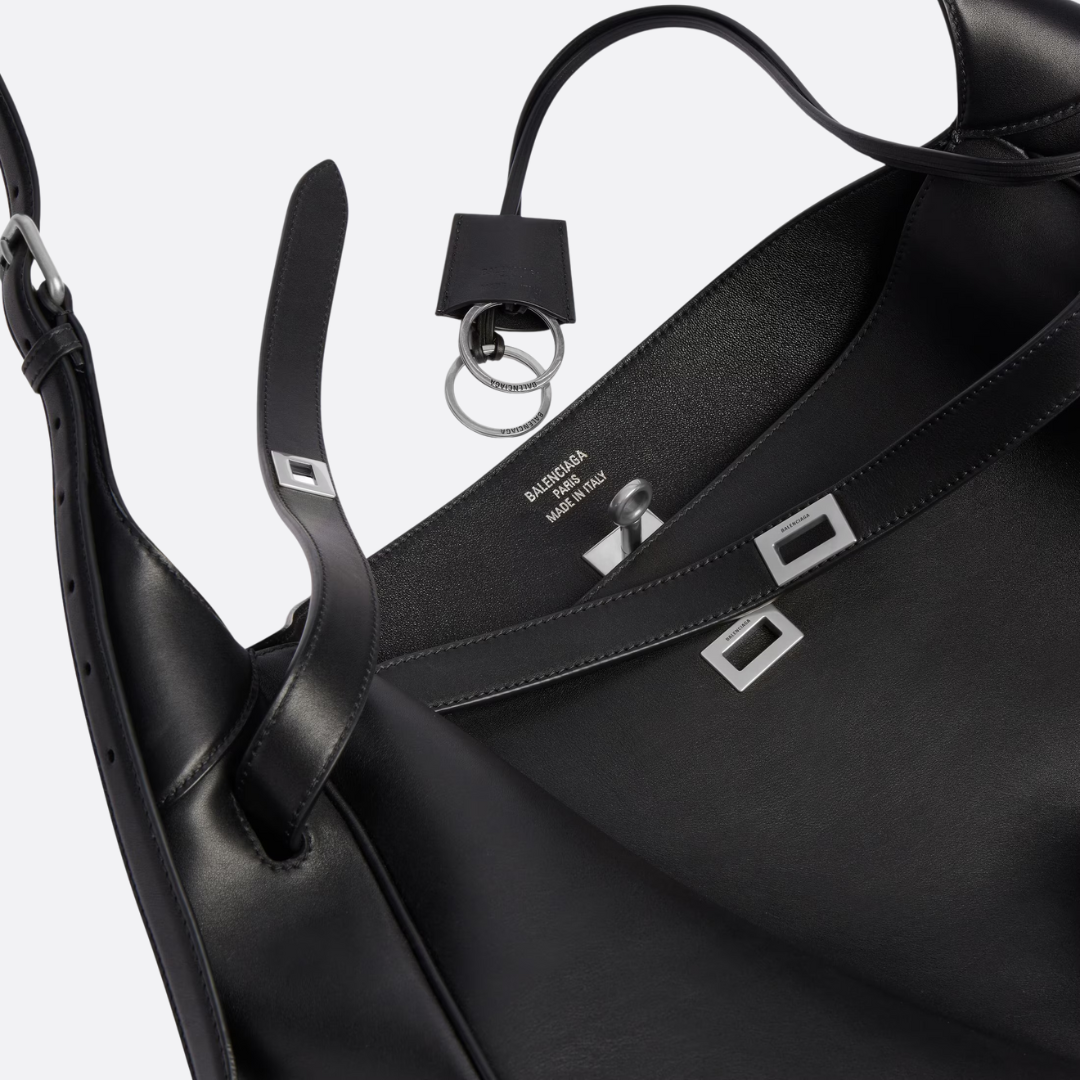 BALENCIAGA BEL AIR MEDIUM SCHULTERTASCHE AUS SCHWARZEM KALBSLEDER