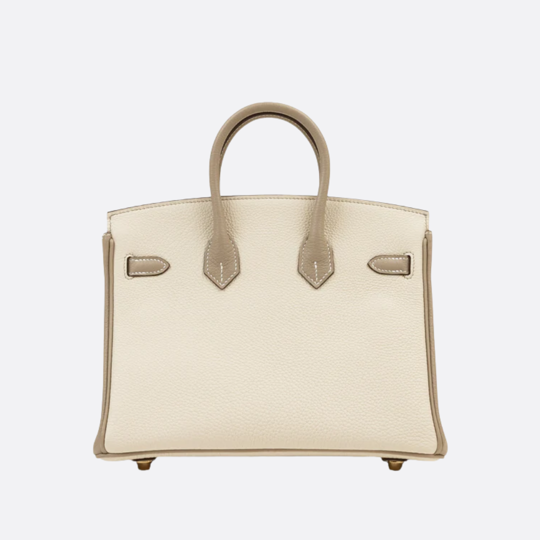 HERMÈS BIRKIN 25 HSS TASCHE IN CRAIE / GRIS TOURTERELLE AUS TOGO LEDER