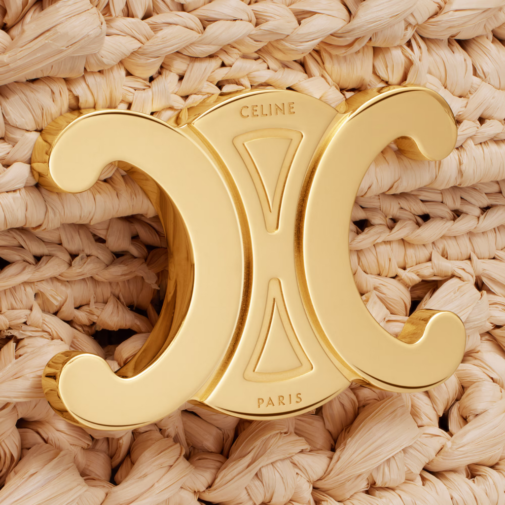 CÉLINE CLAUDE CHAIN SHOULDER BAG AUS RAFFIA-EFFEKT