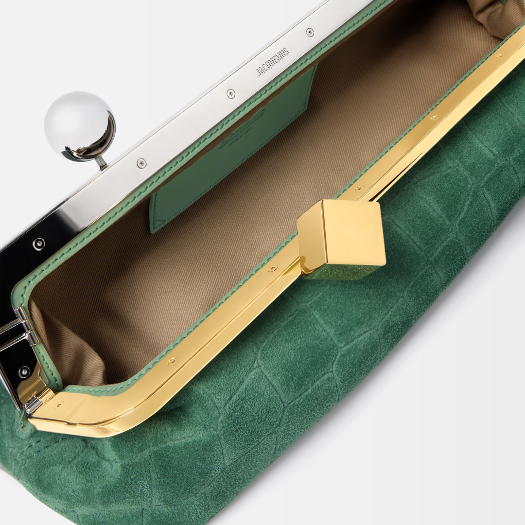 JACQUEMUS LE SALON CLUTCH AUS WILDLEDER MIT KROKO-PRÄGUNG