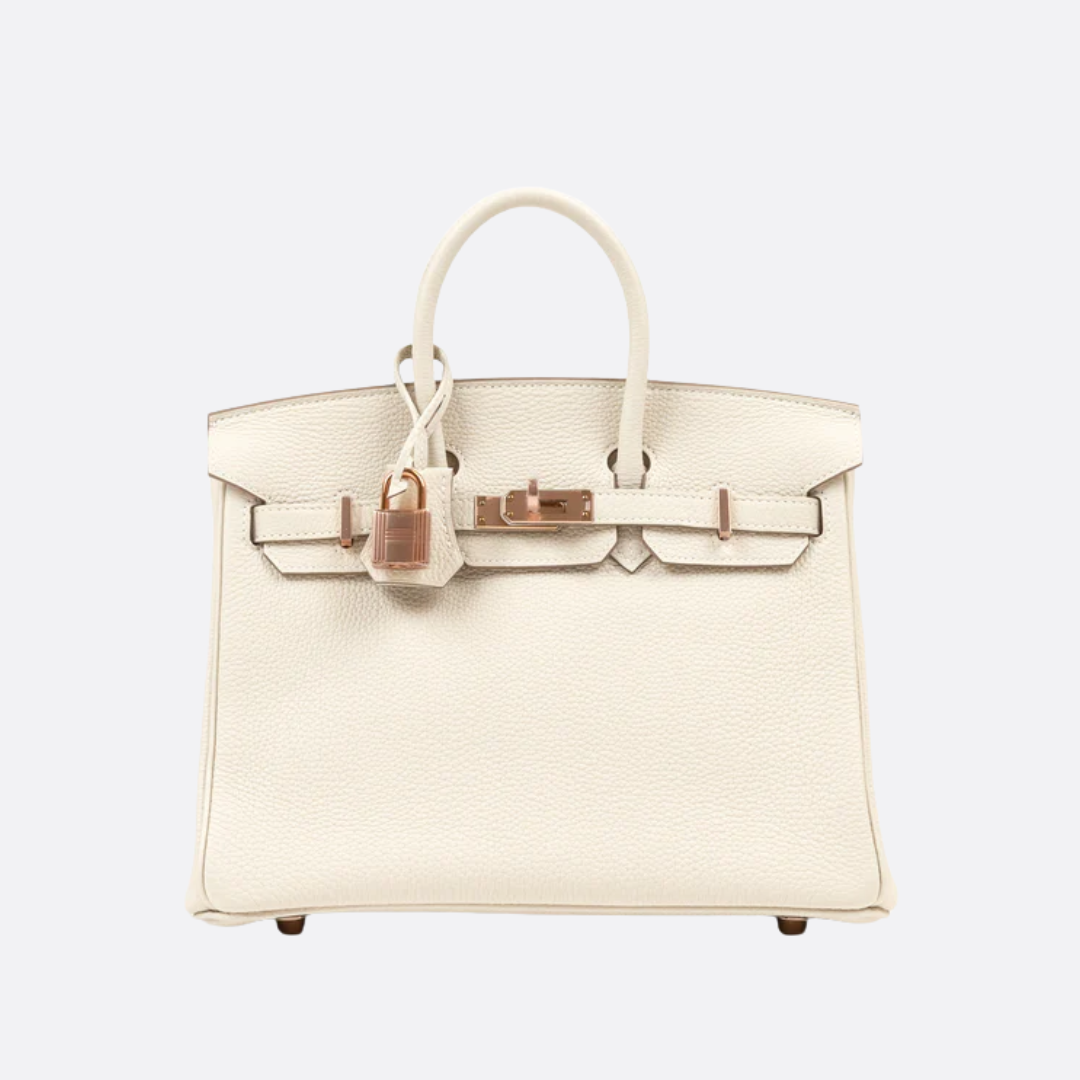 HERMÈS BIRKIN 25 HSS TASCHE IN CRAIE / GRIS TOURTERELLE AUS TOGO LEDER