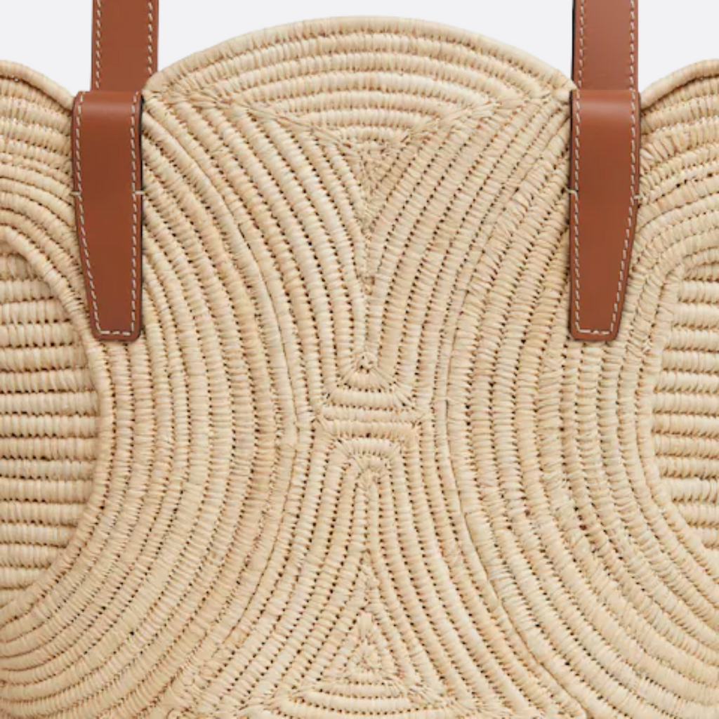 CÉLINE CLASSIC SMALL PANIER HANDTASCHE AUS RAFFIA UND KALBSLEDER