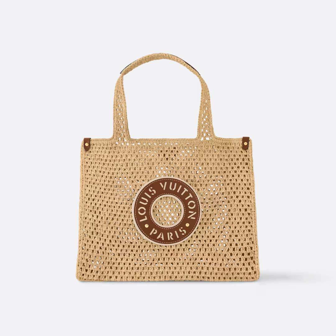 LOUIS VUITTON ONTHEGO MM HANDTASCHE AUS RAFFIA BY THE POOL