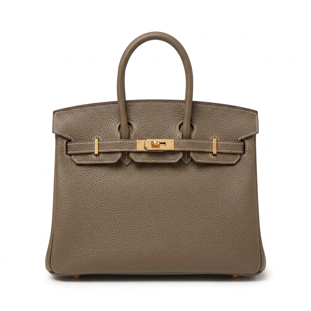 HERMÈS BIRKIN 25 HSS TASCHE IN CRAIE / GRIS TOURTERELLE AUS TOGO LEDER