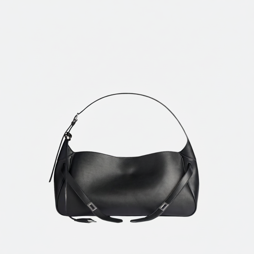 BALENCIAGA BEL AIR MEDIUM SHOULDER BAG IN BLACK CALFSKIN