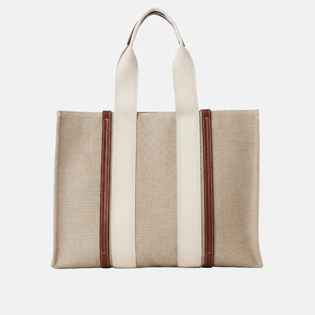 CHLOÉ WOODY TOTE BAG IN LINEN