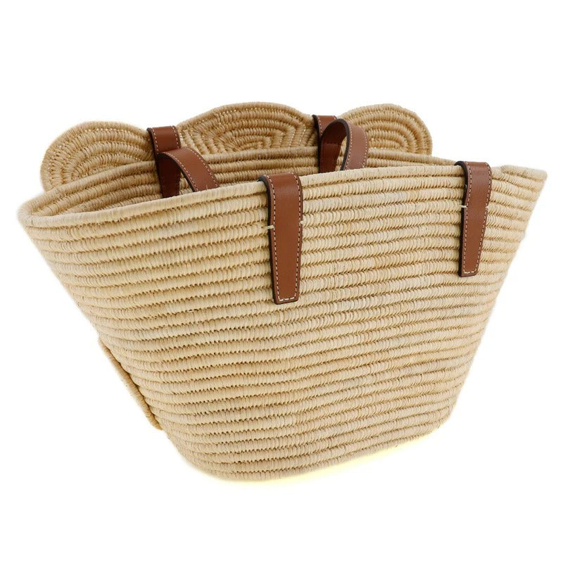 CÉLINE CLASSIC SMALL PANIER HANDTASCHE AUS RAFFIA UND KALBSLEDER